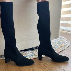 Stuart Weitzman Pull on Boots - Black Suede